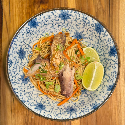 Noodles with mackerel