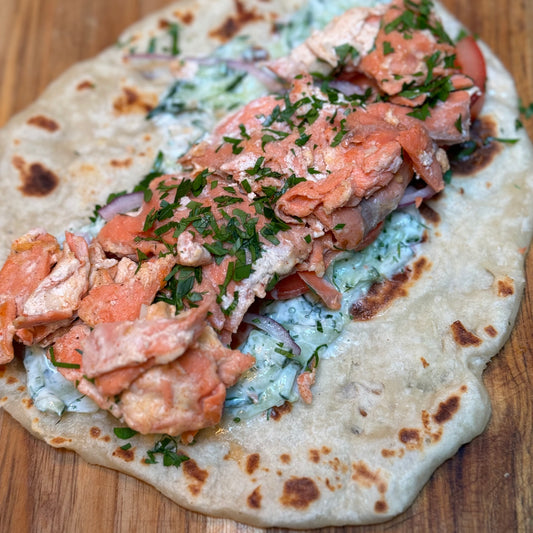 High protein gyros with salmon