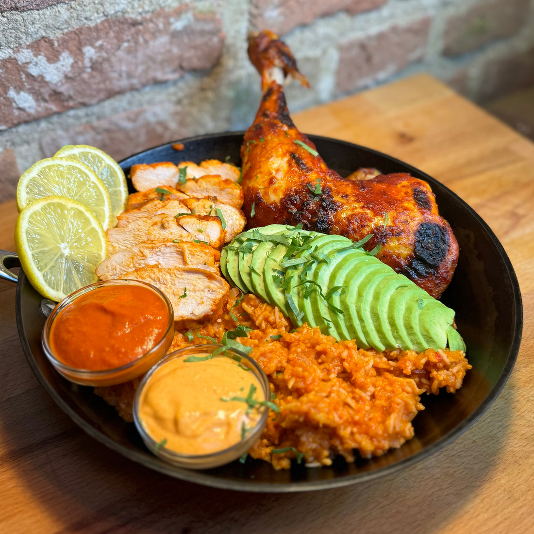 Piri piri chicken with jollof rice