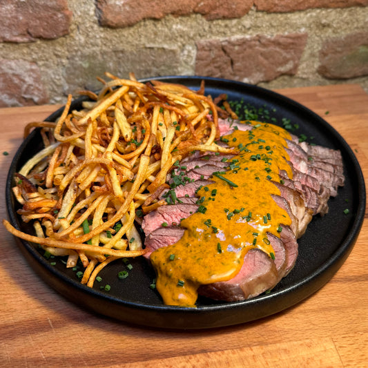 Steak frites with a cowboy butter sauce