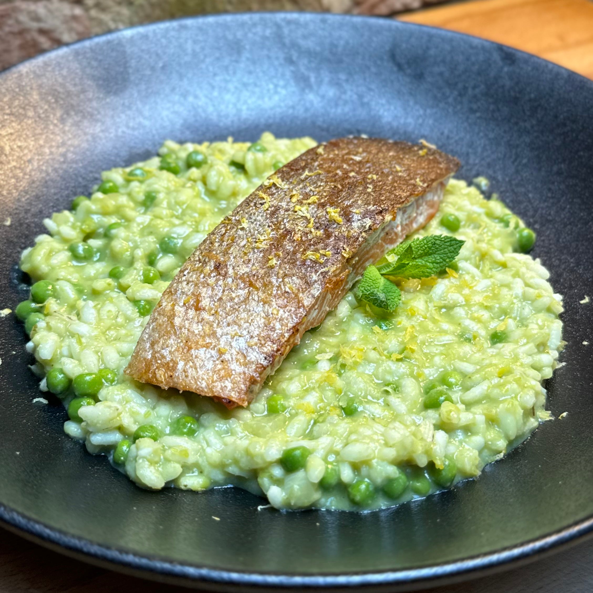 salmon pea risotto – The twisted chef
