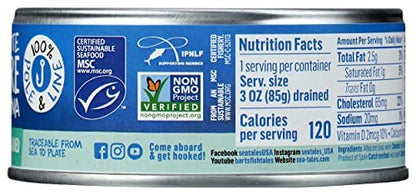 Sea Tales Solid White Albacore Canned Tuna in Water - No Salt Added - 100% Pole & Line Wild Sustainably Caught - BPA Free - High Protein Food - Keto Friendly - 5 oz. Cans (Pack of 12)