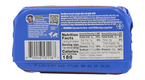Sea Tales Pilchard Sardines in Extra Virgin Olive Oil with Chili - Gluten Free - MSC Certified Sustainably Wild Caught Non-GMO Seafood - 4.2 oz tray (pack of 12)