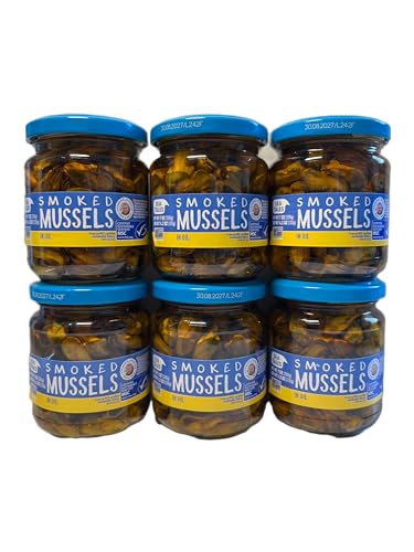 Sea Tales Smoked Mussels in Oil - MSC Certified - Sustainably Wild Caught Non-GMO Seafood - 7 Ounce jar - Pack of 6