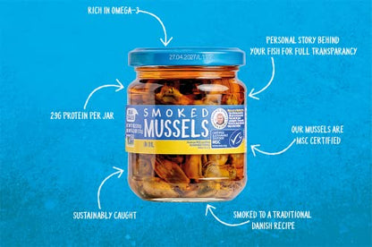 Sea Tales Smoked Mussels in Oil - MSC Certified - Sustainably Wild Caught Non-GMO Seafood - 7 Ounce jar - Pack of 6