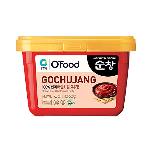 Chung Jung One O'Food Gochujang Korean Red Chili Pepper Paste Sauce, Spicy, Sweet and Savory Korean Traditional Fermented Condiment, 100% Brown Rice, No Corn Syrup, Medium Hot, 1.1lb