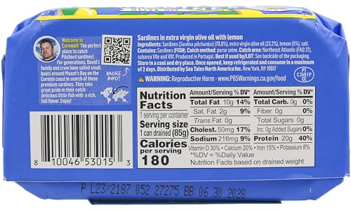 Sea Tales Pilchard Sardines in Extra Virgin Olive Oil with Lemon - Gluten Free - MSC Certified Sustainably Wild Caught Non-GMO Seafood - 4.2 oz tray (pack of 12)