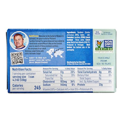 Sea Tales Pilchard Sardines in Water - Gluten Free - MSC Certified Sustainably Wild Caught Non-GMO Seafood - 4.2 oz tray (pack of 12)