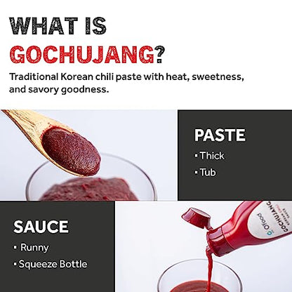 Chung Jung One O'Food Gochujang Korean Red Chili Pepper Paste Sauce, Spicy, Sweet and Savory Korean Traditional Fermented Condiment, 100% Brown Rice, No Corn Syrup, Medium Hot, 1.1lb