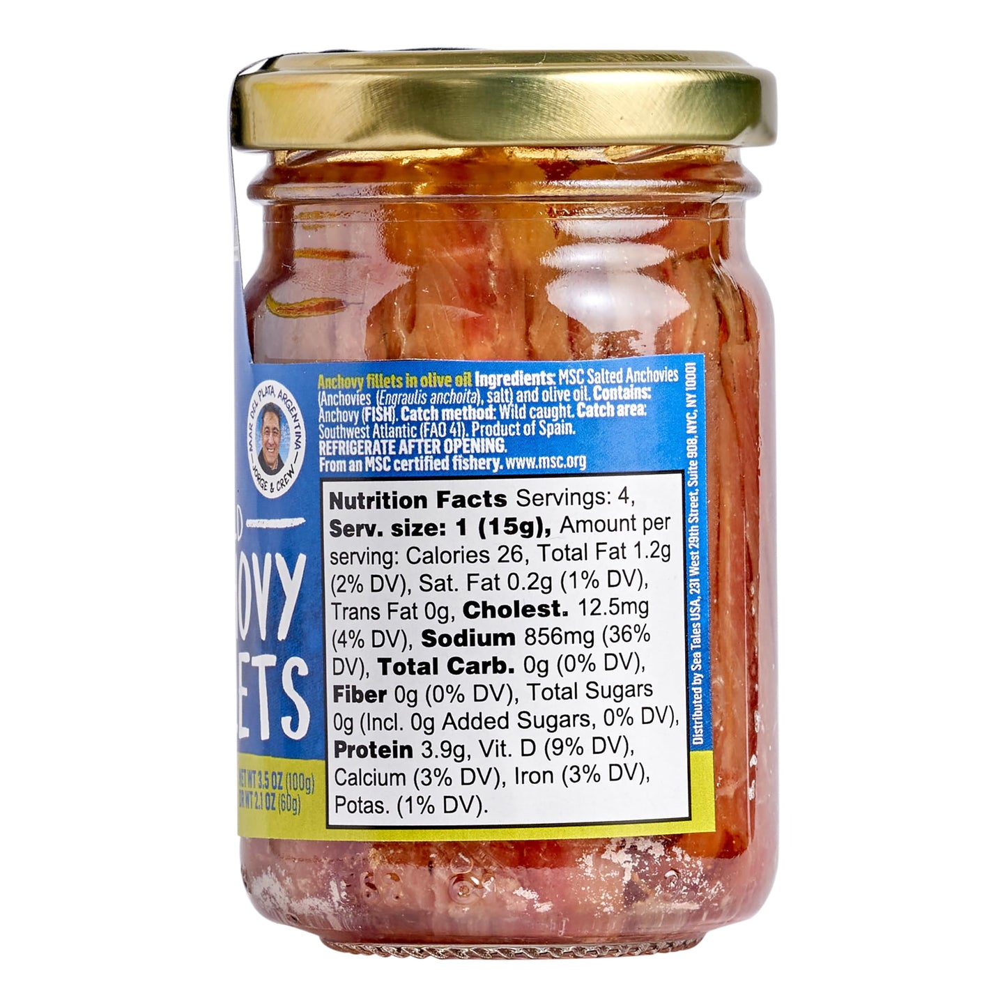 Sea Tales Anchovy Fillets in Olive Oil - Jar - Wild Caught Fish - High in Omega 3 Fatty Acids - Gluten Free - High Protein Food - Sustainably Caught - Keto Diet Friendly - 3.5 oz - (12 Pack)