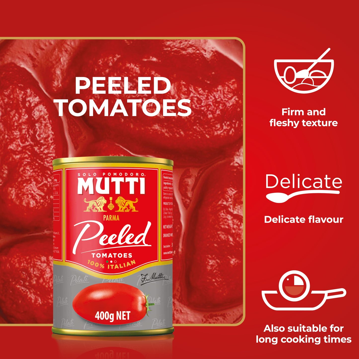 Mutti Whole Peeled Tomatoes (Pelati), 14 oz. | 12 Pack | Italy’s #1 Brand of Tomatoes | Fresh Taste for Cooking | Canned Tomatoes | Vegan Friendly & Gluten Free | No Additives or Preservatives